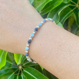 Sapphire & Larimar Stones with 4mm Sterling Silver Bracelet