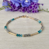 Decorative Sterling Silver Tubes with Gold-Filled Tubes & Ocean Teal Swarovski Crystals