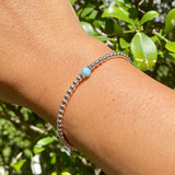 3mm Shiny Ball Sterling Silver with Genuine Larimar Stone Bracelet