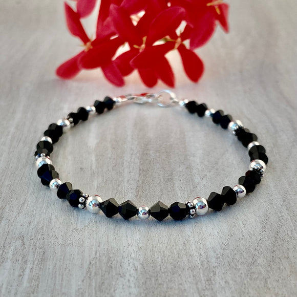 Black Swarovski Crystals & Gemstone Bracelet