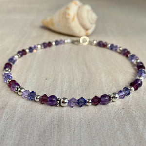 Purple Crystal & Amethyst Anklet