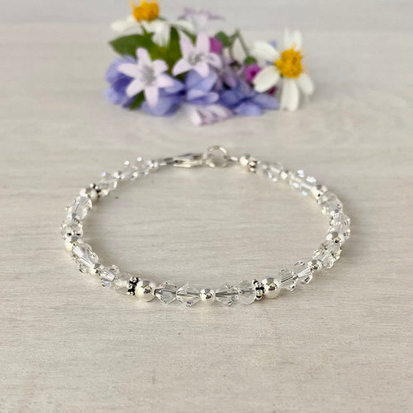 4mm Clear Crystal & Quartz Bracelet