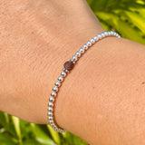 3mm Sterling Silver Shiny Balls & October Tourmaline Bracelet