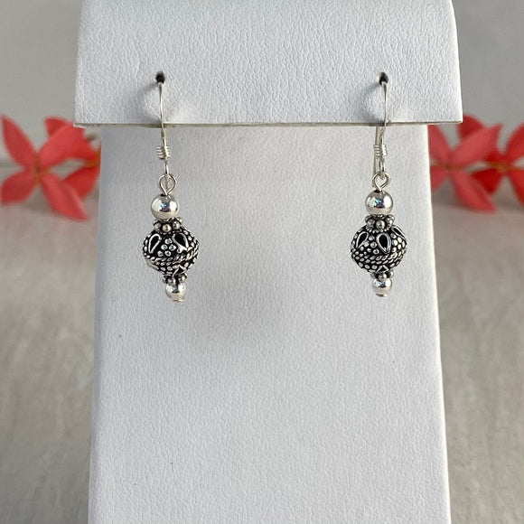 Sterling Silver Decorative 8mm Bead S2 Earrings