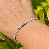 3mm Sterling Silver Shiny Balls & December Turquoise Bracelet