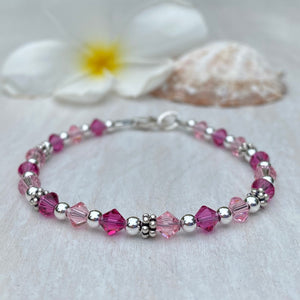 Fuchsia & Light Pink Child Bracelet with Letters