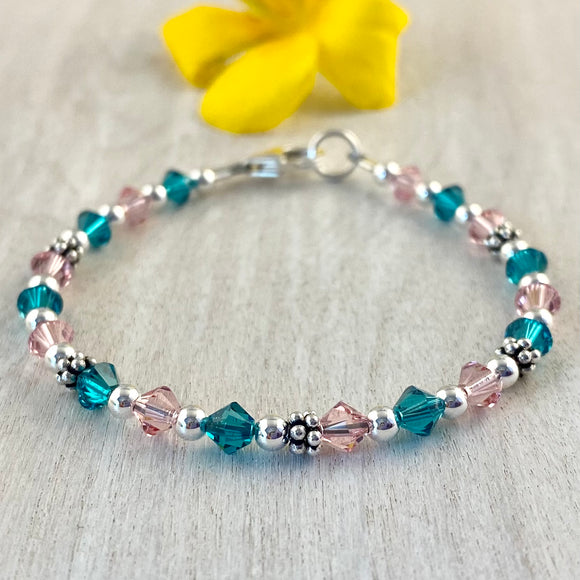 Teal & Pink Child Bracelet