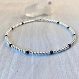 3mm Sterling Silver Balls with Turquoise Swarovski Crystals Anklet