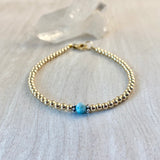 3mm Sterling Silver Shiny Balls & March Aquamarine Bracelet