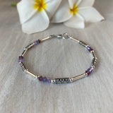 Decorative Silver Tube with Purple Swarovski Crystals