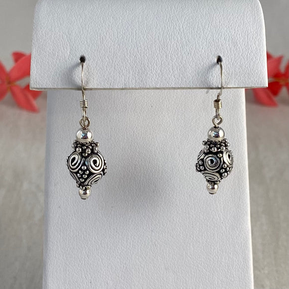 Sterling Silver Decorative 9mm Bead S1 Earrings