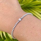 3mm Sterling Silver Shiny Balls & June Pearl Bracelet