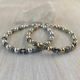 Handmade Turkish & Bali 6mm Sterling silver beads with 5mm Gold-Filled beads