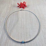 3mm Sterling Silver Ball With Genuine Larimar Stone Necklace