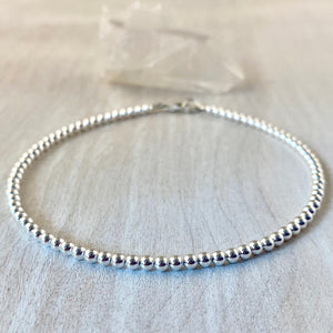 3mm Sterling Silver Balls Anklet