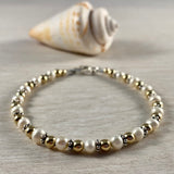 Genuine Pearl and 4mm Sterling Silver Bracelet