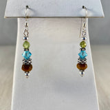 Sterling Silver, Goldstone, Swarovski Crystal, & Amethyst Stone Earrings