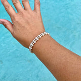 Genuine Pearl and 4mm Sterling Silver Bracelet