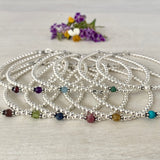 3mm Sterling Silver Shiny Balls & July Ruby Bracelet