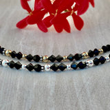 Black 4mm Swarovski Crystals with 14k Gold-filled Beads Bracelet