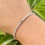 3mm Sterling Silver Shiny Balls & August Peridot Bracelet