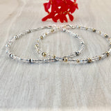 4mm Clear Swarovski Crystals & Sterling Silver Anklet