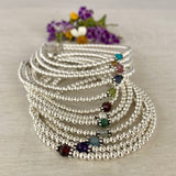 3mm Sterling Silver or 14k Gold-filled Balls & February Amethyst Stone Bracelet