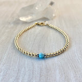 4mm 14k Gold-Filled Bracelet with Larimar Stone