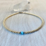 3mm 14k Gold-Filled Balls Anklet with Larimar Stone