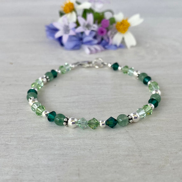 4mm Green Crystal & Aventurine Bracelet