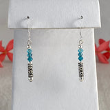 Handmade Turkish Decorative Sterling Silver Tube Necklace With Ocean Teal Swarovski Crystals