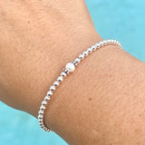 3mm Sterling Silver Shiny Balls & June Pearl Bracelet