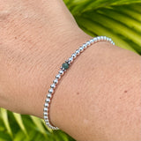 3mm Sterling Silver Shiny Balls & May Emerald Bracelet