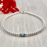 3mm 14k Gold-Filled Balls Anklet with Larimar Stone