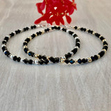 4mm Black Swarovski Crystals & Sterling Silver Anklet