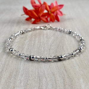 4mm Clear Swarovski Crystals & Sterling Silver Anklet