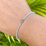 3mm Sterling Silver Shiny Balls & August Peridot Bracelet