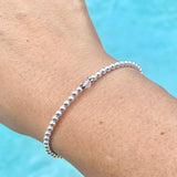 3mm Sterling Silver Shiny Balls & April Natural Quartz Bracelet