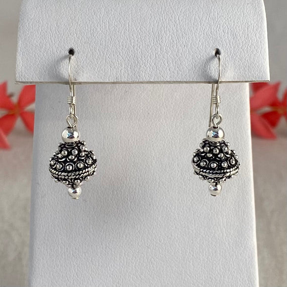 Sterling Silver Decorative 10mm Bead S3 Earrings