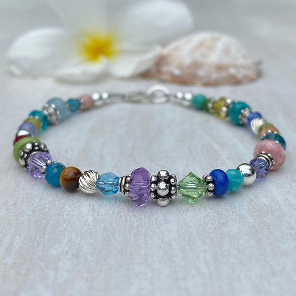 Multi Gemstone & Swarovski Crystal Bracelet