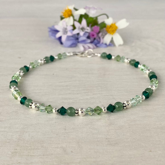 Green Crystal & Aventurine Anklet