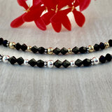 4mm Black Swarovski Crystals & Sterling Silver Anklet