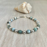 Larimar Stone with 5mm Sterling Silver Bracelet