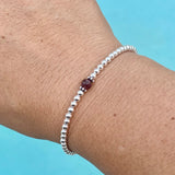 3mm Sterling Silver Shiny Balls & October Tourmaline Bracelet