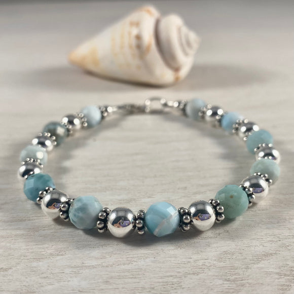 Larimar Stone with Sterling Silver Bracelet