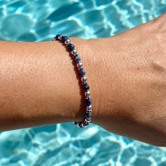 Sapphire and 4mm Sterling Silver Bracelet