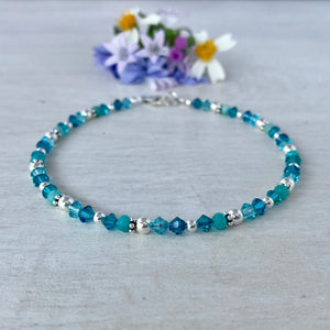 Ocean Teal Crystal & Amazonite Anklet