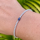 3mm Sterling Silver Shiny Balls & September Sapphire Bracelet